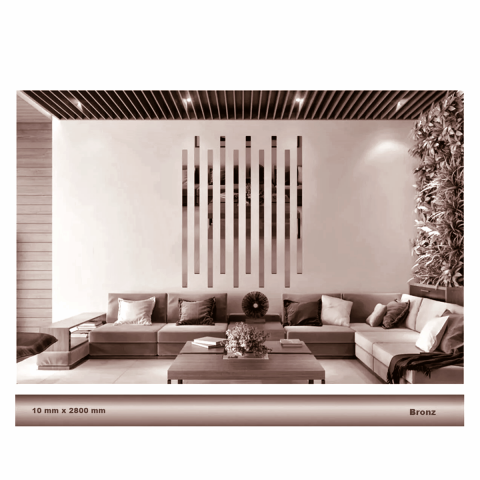 10 mm x 2800 mm Bronz Sibu Aynalı Pleksi Şerit Mobilya Süsü