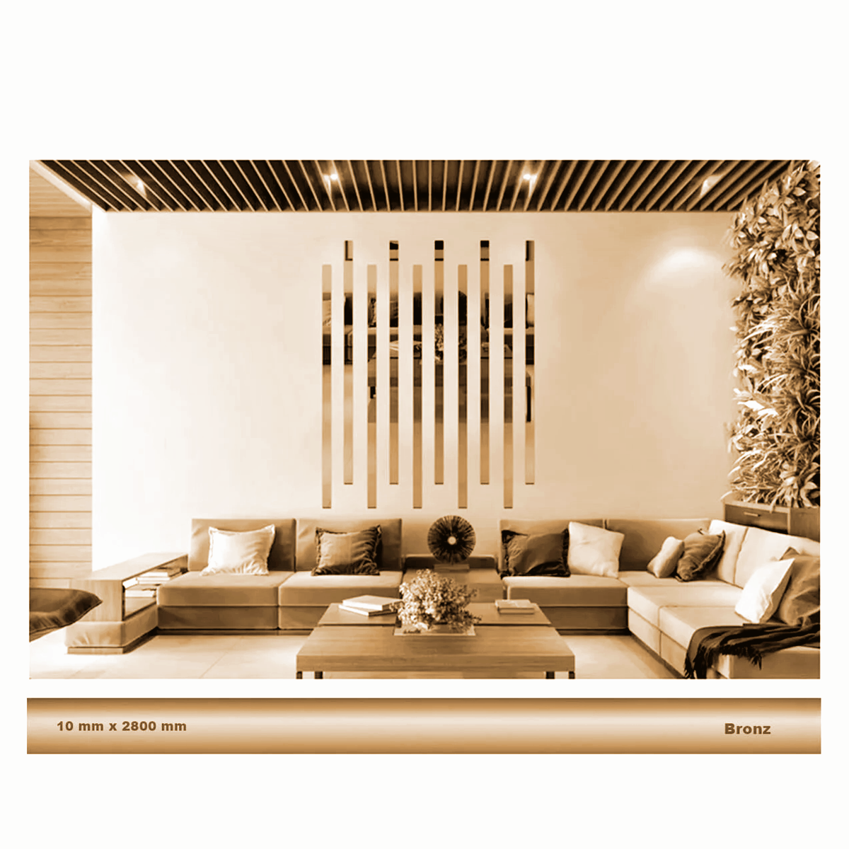 10 mm x 2800 mm Bronz Sibu Aynalı Pleksi Şerit Mobilya Süsü