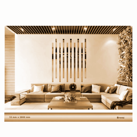 10 mm x 2800 mm Bronz Sibu Aynalı Pleksi Şerit Mobilya Süsü
