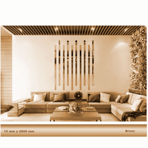 15 mm x 2800 mm Bronz Sibu Aynalı Pleksi Şerit Mobilya Süsü
