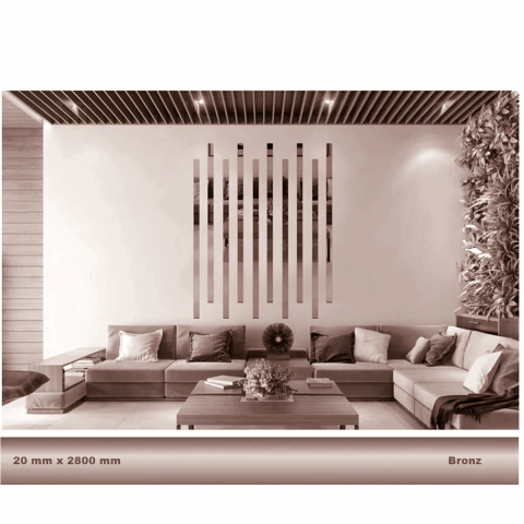 20 mm x 2800 mm Bronz Sibu Aynalı Pleksi Şerit Mobilya Süsü
