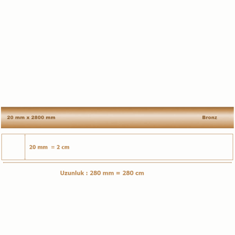 20 mm x 2800 mm Bronz Sibu Aynalı Pleksi Şerit Mobilya Süsü