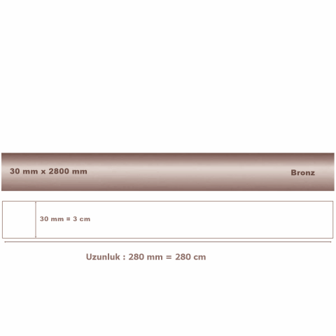 30 mm x 2800 mm Bronz Sibu Aynalı Pleksi Şerit Mobilya Süsü