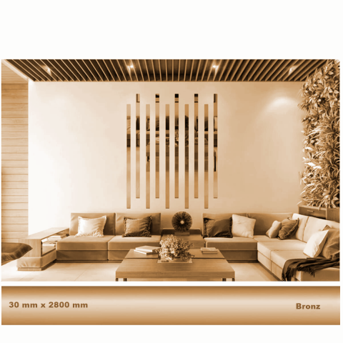 30 mm x 2800 mm Bronz Sibu Aynalı Pleksi Şerit Mobilya Süsü