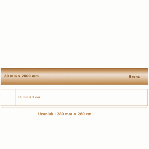 30 mm x 2800 mm Bronz Sibu Aynalı Pleksi Şerit Mobilya Süsü