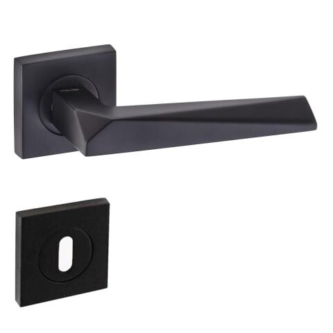 Doğanlar Konsept Prizma Lüx Kare Rozetli Kapı Kolu Mat Siyah Oda