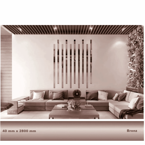 40 mm x 2800 mm Bronz Sibu Aynalı Pleksi Şerit Mobilya Süsü