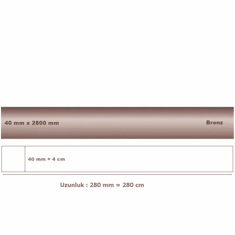 40 mm x 2800 mm Bronz Sibu Aynalı Pleksi Şerit Mobilya Süsü