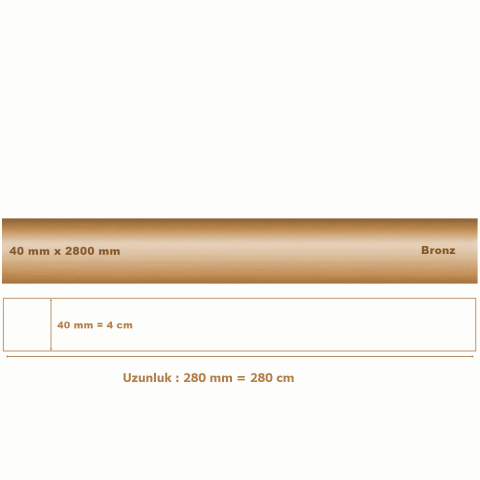 40 mm x 2800 mm Bronz Sibu Aynalı Pleksi Şerit Mobilya Süsü