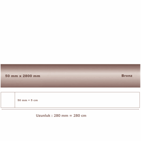 50 mm x 2800 mm Bronz Sibu Aynalı Pleksi Şerit Mobilya Süsü