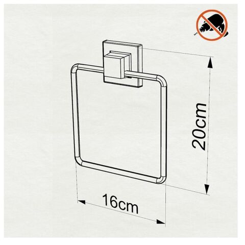 Tekno Tel EF-234 Yapışkanlı Banyo Kare Havluluk Krom