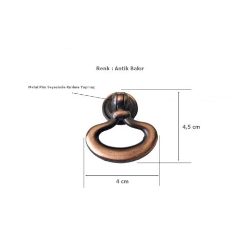 Hale Sarkaç Metal Pimli Tek Vidalı Antik Bakır Düğme Mobilya Kulp