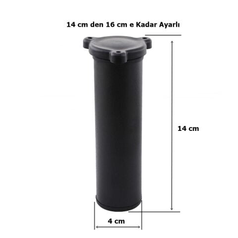 Metal Mobilya Koltuk 14 -16 cm Ayarlı Orta Destek Ayağı Mat Siyah