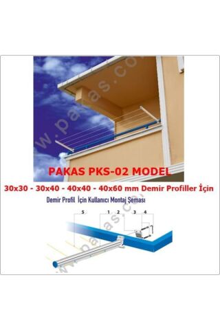 Pakas Balkon Çamaşır Kurutma Askısı Askılığı Kare Profil Pks 02