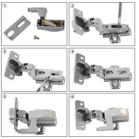 6 Adet Dolap Içi Sensörlü Menteşe Lambası Led Pilleri Dahil