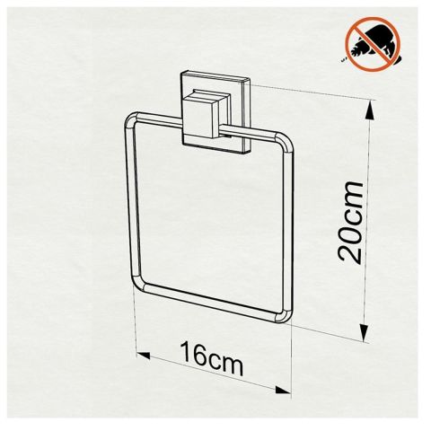 Tekno Tel EF-234 Yapışkanlı Banyo Kare Havluluk Siyah