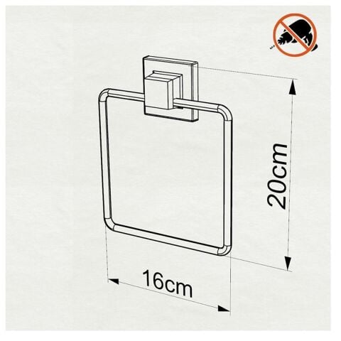 Tekno Tel EF-234 Yapışkanlı Banyo Kare Havluluk Siyah