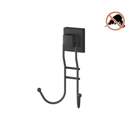 Tekno Tel EF-236 Yapışkanlı Banyo 2 li Askı Bornozluk Siyah