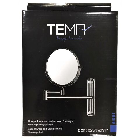 Tema Marka Mafsallı Büyüteçli Makyaj Aynası Paslanmaz Krom