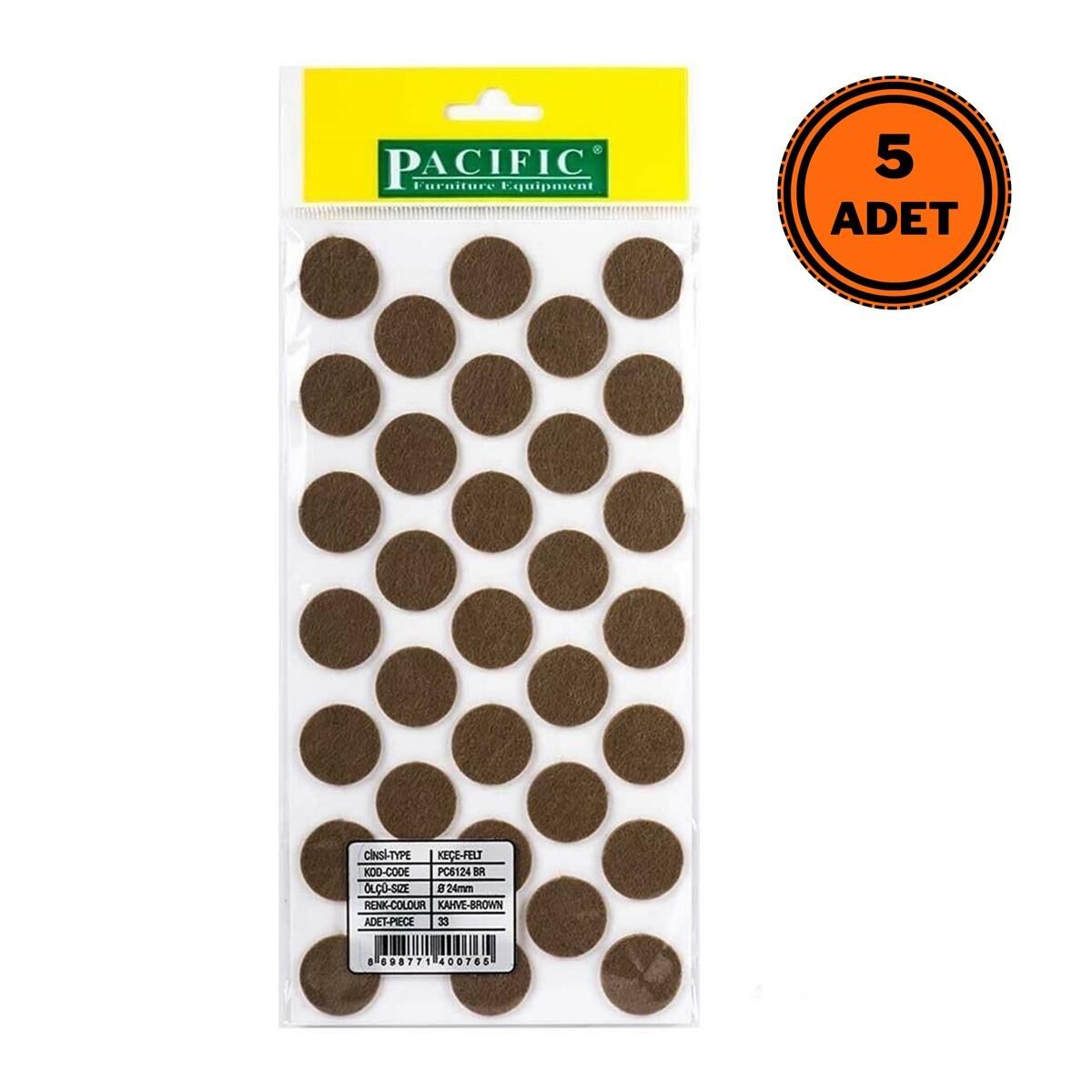 5 Adet Pacific Zemin Koruyucu Yapışkan Yuvarlak Keçe 24 mm