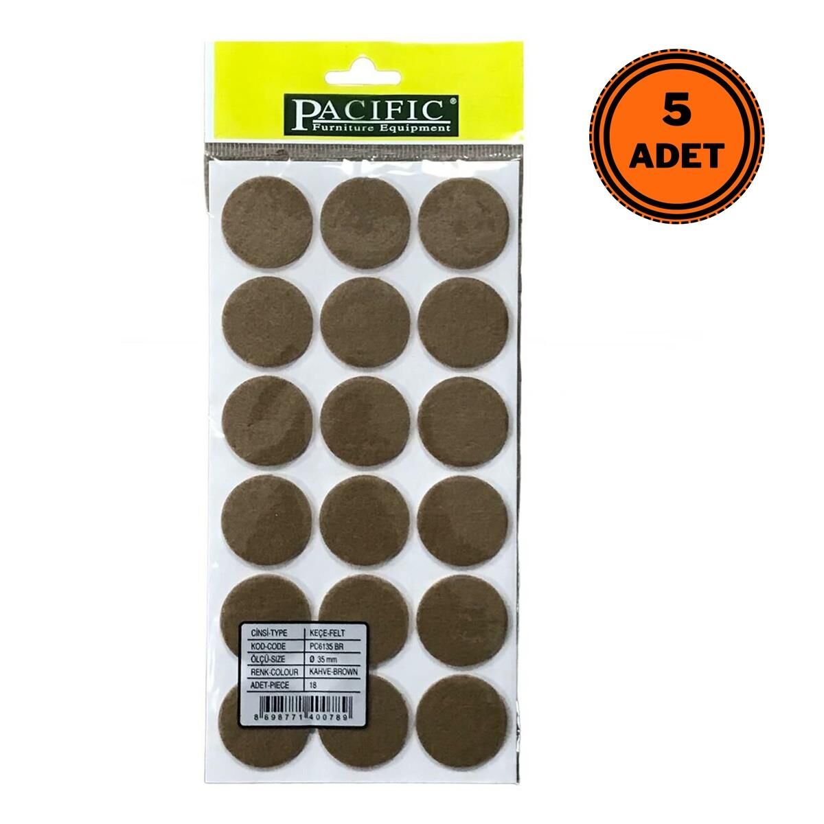 5 Adet Pacific Zemin Koruyucu Yapışkan Yuvarlak Keçe 35 mm