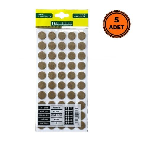 5 Adet Pacific Zemin Koruyucu Yapışkan Yuvarlak Keçe 18 mm