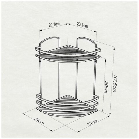 Tekno Tel LM-008 2 Katlı Köşelik Banyo Rafı Şampuanlık Siyah