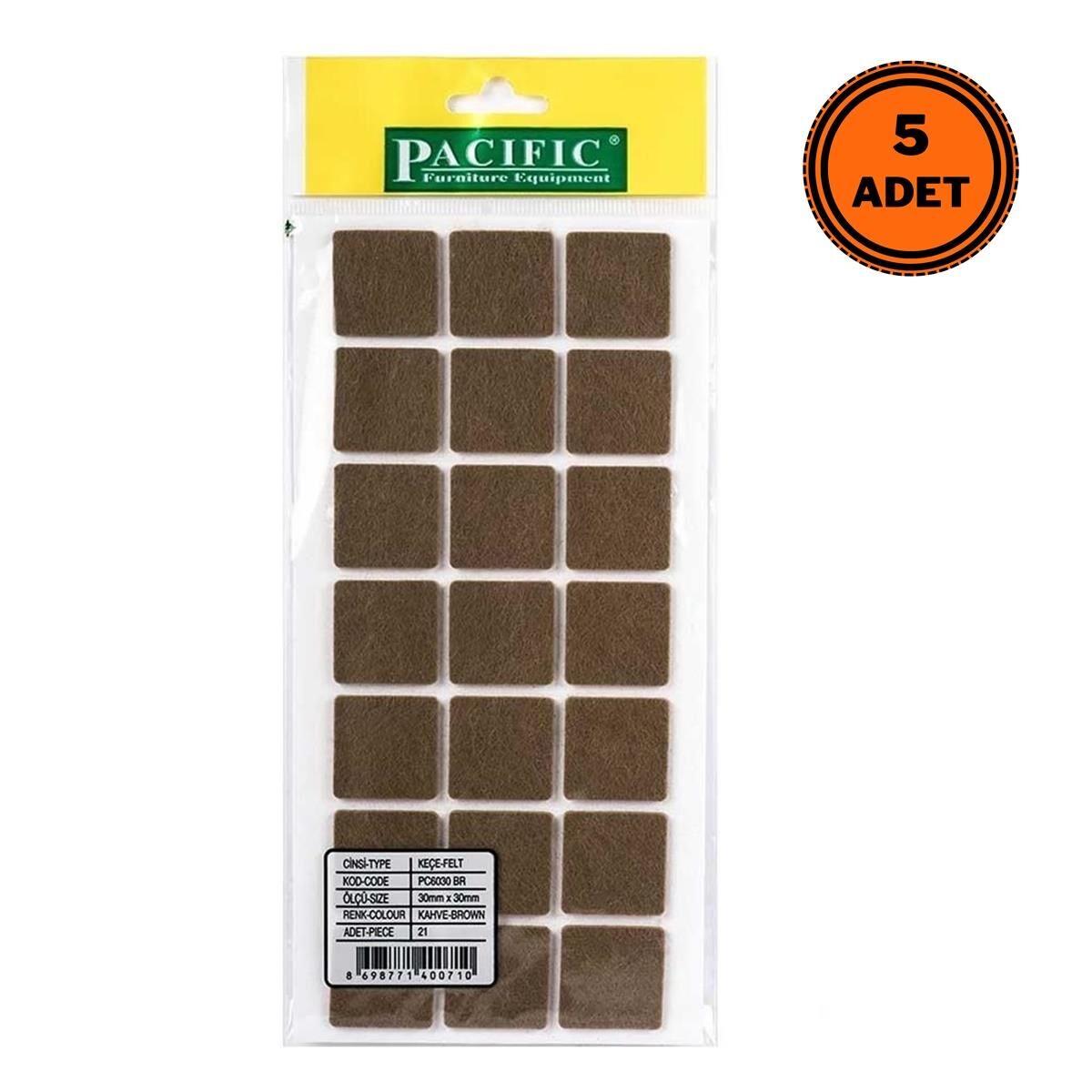 5 Adet Pacific Zemin Koruyucu Yapışkan Kare Keçe 30 mm x 30 mm