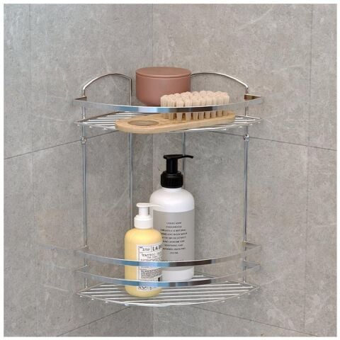 Tekno Tel LM-008 2 Katlı Köşelik Banyo Rafı Şampuanlık Krom