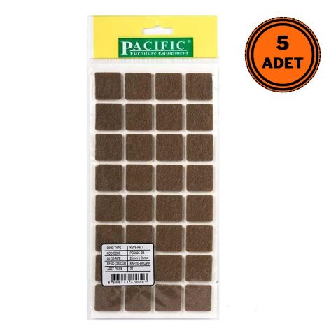 5 Adet Pacific Zemin Koruyucu Yapışkan Kare Keçe 25 mm x 25 mm